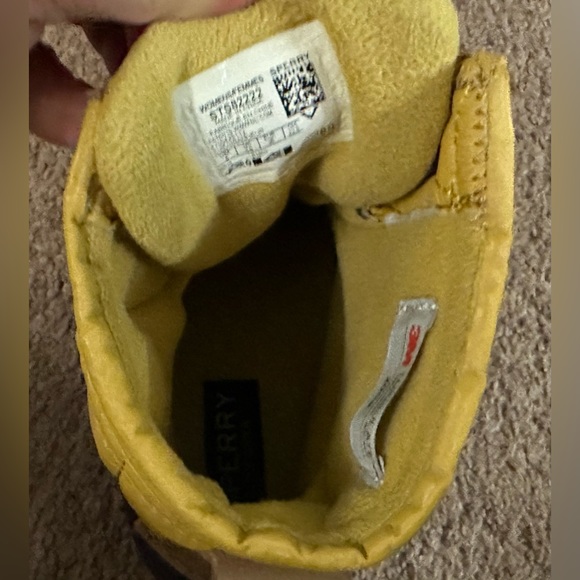 Sperry Saltwater Jetty Waterproof Duck Boots Rain Boots Yellow Navy Velcro Sz 6 - Picture 13 of 16